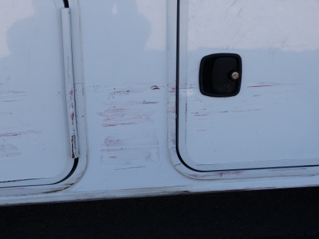 Damage to the compartments on the right side of our motorhome